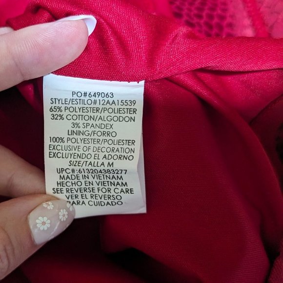 HALO short sleeve red snakeskin‎ beaded neckline sheath career Dress size M - Picture 11 of 11